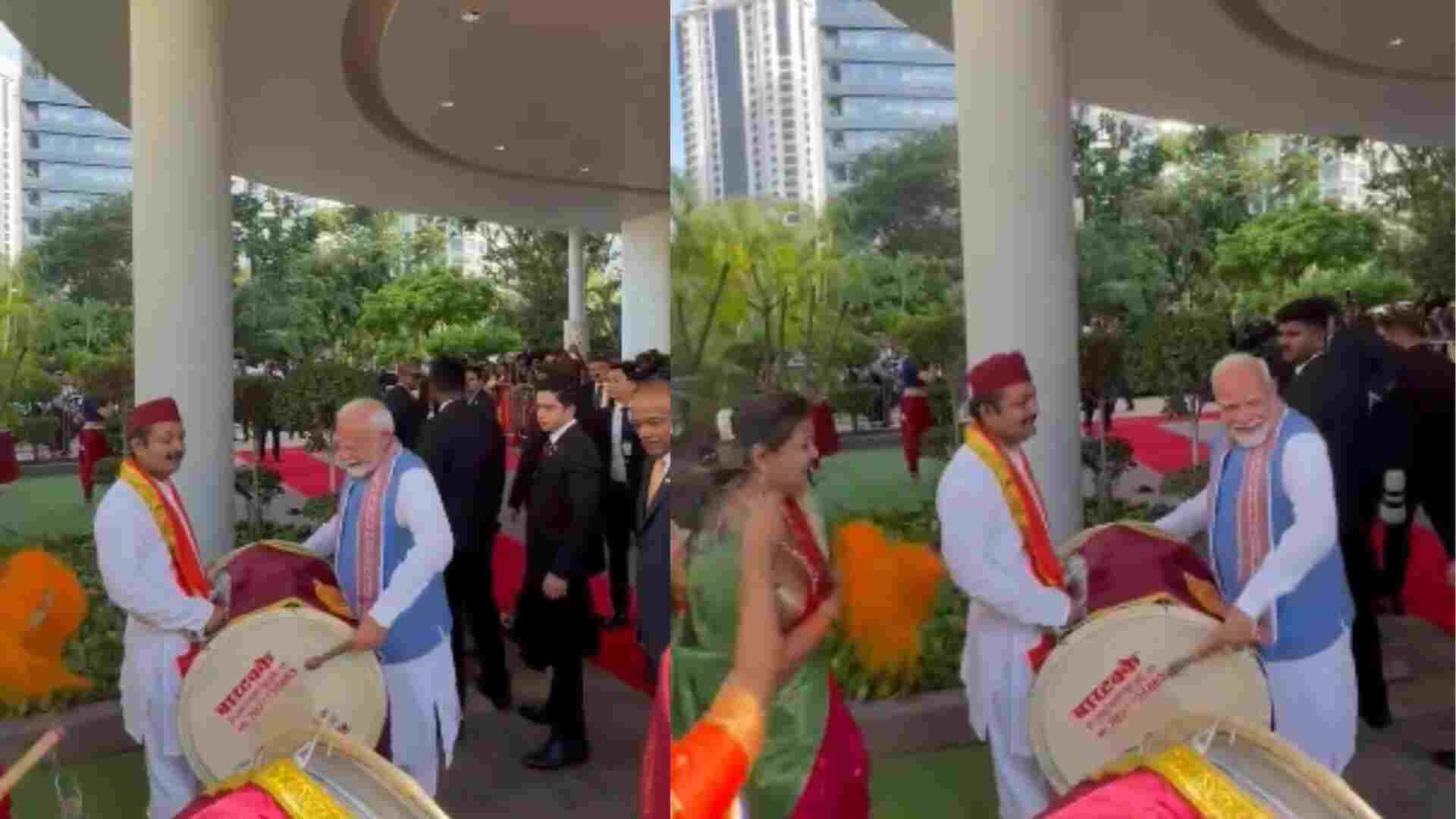 PM Modi played dhol in Singapore